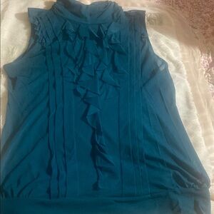 The Limited Blue Ruffled Sleeveless Blouse